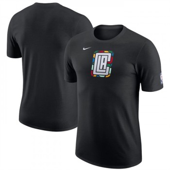 Men's Los Angeles Clippers Black 2022/23 City Edition Essential Warmup T-Shirt Men's Los Angeles Clippers Black 2022/23 City Edition Essential Warmup T-Shirt