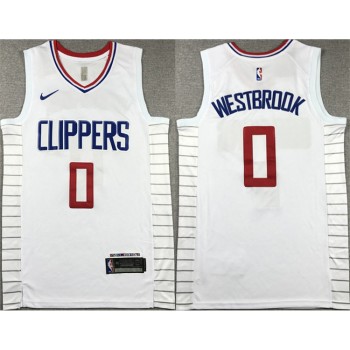 Men's Los Angeles Clippers #0 Russell Westbrook White 2023 Association Edition Stitched Jersey Men's Los Angeles Clippers #0 Russell Westbrook White 2023 Association Edition Stitched Jersey