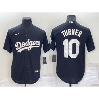Men's Los Angeles Dodgers #10 Justin Turner Black Cool Base Stitched Jersey Men's Los Angeles Dodgers #10 Justin Turner Black Cool Base Stitched Jersey