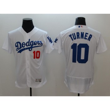 Men's Los Angeles Dodgers #10 Justin Turner White Flexbase Stitched MLB Jersey
