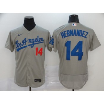 Men's Los Angeles Dodgers #14 Kike Hernandez Grey Flex Base Stitched MLB Jersey Men's Los Angeles Dodgers #14 Kike Hernandez Grey Flex Base Stitched MLB Jersey