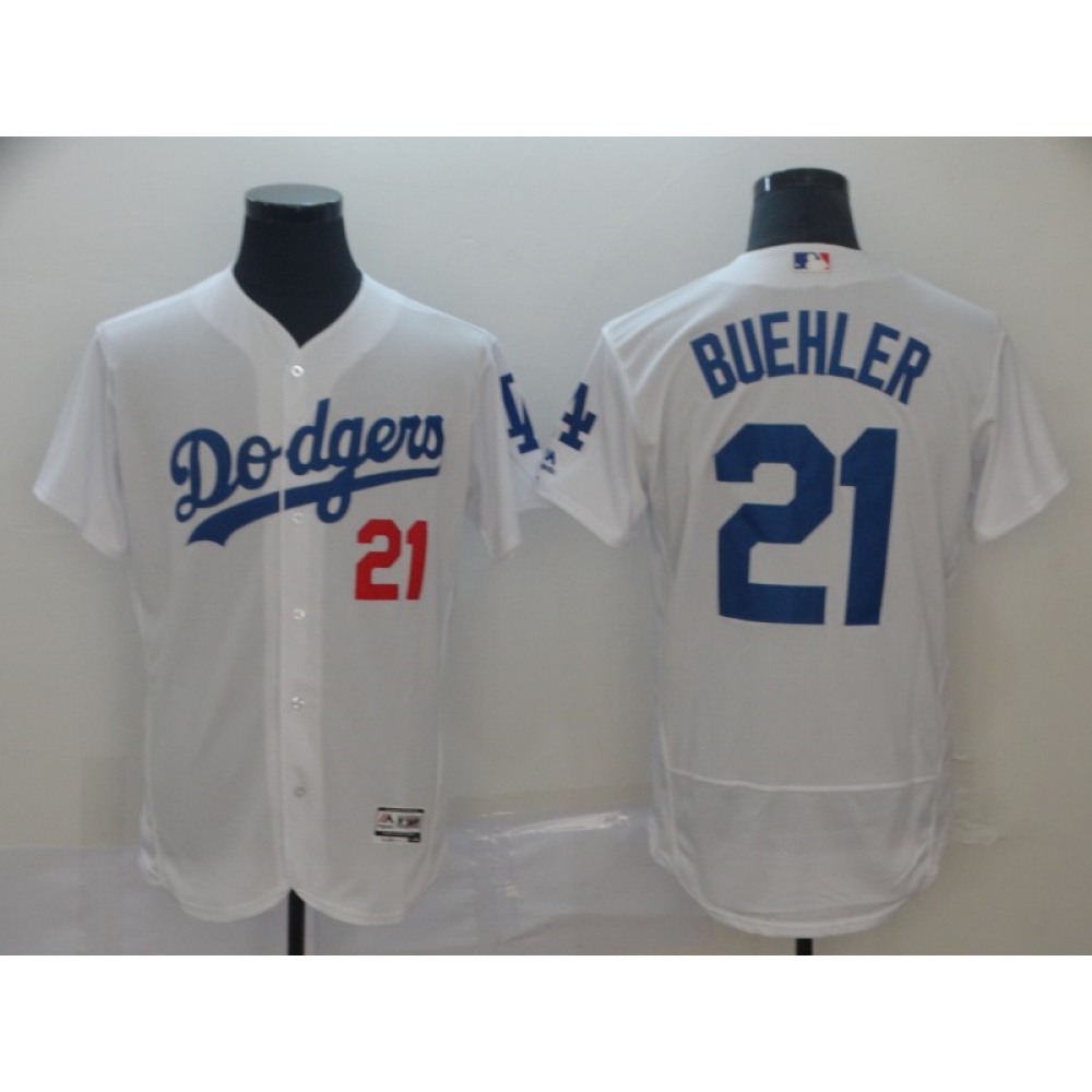 Men's Los Angeles Dodgers #21 Walker Buehler White 2019 Flex Base Stitched MLB Jersey