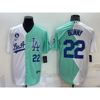 Men's Los Angeles Dodgers #22 Bad Bunny 2022 All-Star White/Green Cool Base Stitched Baseball Jersey