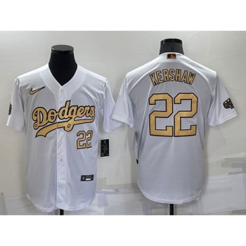 Men's Los Angeles Dodgers #22 Clayton Kershaw 2022 All-Star White Cool Base Stitched Baseball Jersey