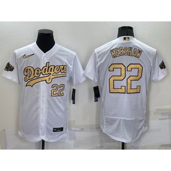 Men's Los Angeles Dodgers #22 Clayton Kershaw 2022 All-Star White Flex Base Stitched Baseball Jersey