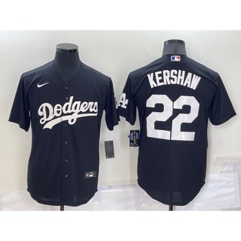 Men's Los Angeles Dodgers #22 Clayton Kershaw Black Cool Base Stitched Baseball Jersey Men's Los Angeles Dodgers #22 Clayton Kershaw Black Cool Base Stitched Baseball Jersey