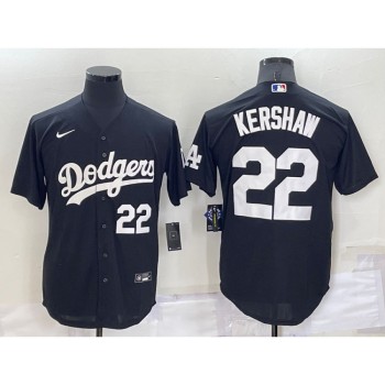 Men's Los Angeles Dodgers #22 Clayton Kershaw Black Cool Base Stitched Baseball Jersey Men's Los Angeles Dodgers #22 Clayton Kershaw Black Cool Base Stitched Baseball Jersey
