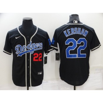 Men's Los Angeles Dodgers #22 Clayton Kershaw Black Cool Base Stitched Baseball Jersey Men's Los Angeles Dodgers #22 Clayton Kershaw Black Cool Base Stitched Baseball Jersey