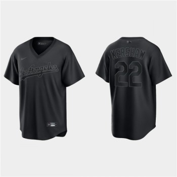 Men's Los Angeles Dodgers #22 Clayton Kershaw Black Pitch Black Fashion Replica Stitched Jersey Men's Los Angeles Dodgers #22 Clayton Kershaw Black Pitch Black Fashion Replica Stitched Jersey