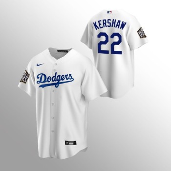 Men's Los Angeles Dodgers #22 Clayton Kershaw White 2020 World Series Bound stitched Jersey Men's Los Angeles Dodgers #22 Clayton Kershaw White 2020 World Series Bound stitched Jersey
