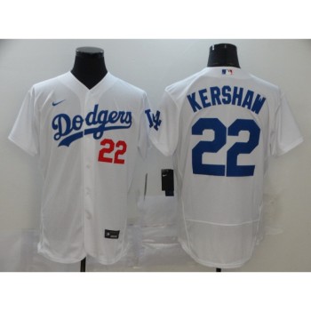 Men's Los Angeles Dodgers #22 Clayton Kershaw White Flex Base Stitched MLB Jersey Men's Los Angeles Dodgers #22 Clayton Kershaw White Flex Base Stitched MLB Jersey