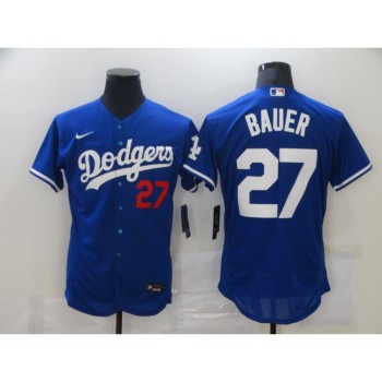 Men's Los Angeles Dodgers #27 Trevor Bauer Blue Flex Base Stitched MLB Jersey