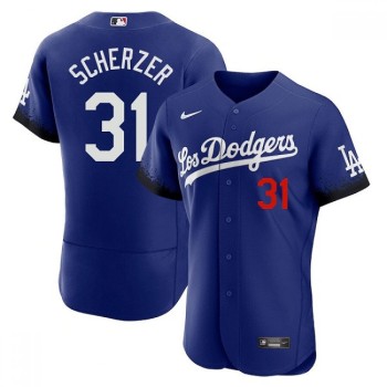 Men's Los Angeles Dodgers #31 Max Scherzer 2021 Royal City Connect Flex Base Stitched Baseball Jersey Men's Los Angeles Dodgers #31 Max Scherzer 2021 Royal City Connect Flex Base Stitched Baseball Jersey