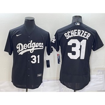 Men's Los Angeles Dodgers #31 Max Scherzer Black Flex Base Stitched Baseball Jersey Men's Los Angeles Dodgers #31 Max Scherzer Black Flex Base Stitched Baseball Jersey