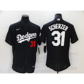 Men's Los Angeles Dodgers #31 Max Scherzer Black Flex Base Stitched Baseball Jersey Men's Los Angeles Dodgers #31 Max Scherzer Black Flex Base Stitched Baseball Jersey