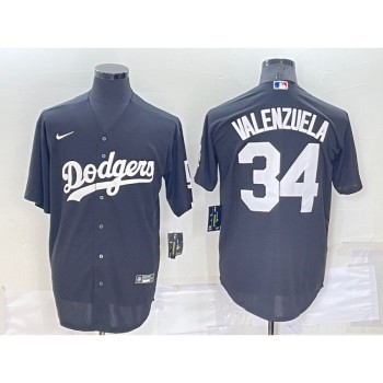 Men's Los Angeles Dodgers #34 Toro Valenzuela Black Cool Base Stitched Baseball Jersey Men's Los Angeles Dodgers #34 Toro Valenzuela Black Cool Base Stitched Baseball Jersey
