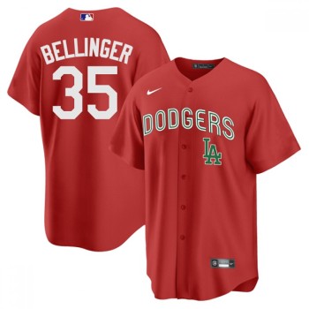 Men's Los Angeles Dodgers #35 Cody Bellinger 2021 Mexican Heritage Red Stitched Baseball Jersey Men's Los Angeles Dodgers #35 Cody Bellinger 2021 Mexican Heritage Red Stitched Baseball Jersey