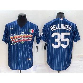 Men's Los Angeles Dodgers #35 Cody Bellinger Navy Mexico Rainbow Cool Base Stitched Baseball Jersey Men's Los Angeles Dodgers #35 Cody Bellinger Navy Mexico Rainbow Cool Base Stitched Baseball Jersey