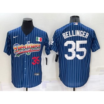 Men's Los Angeles Dodgers #35 Cody Bellinger Navy Mexico Rainbow Cool Base Stitched Baseball Jersey Men's Los Angeles Dodgers #35 Cody Bellinger Navy Mexico Rainbow Cool Base Stitched Baseball Jersey