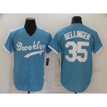 Men's Los Angeles Dodgers #35 Cody Bellinger Throwback Blue Cool Base Stitched Jersey