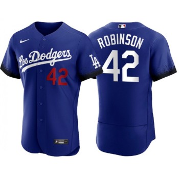 Men's Los Angeles Dodgers #42 Jackie Robinson 2021 Royal City Connect Flex Base Stitched Baseball Jersey Men's Los Angeles Dodgers #42 Jackie Robinson 2021 Royal City Connect Flex Base Stitched Baseball Jersey