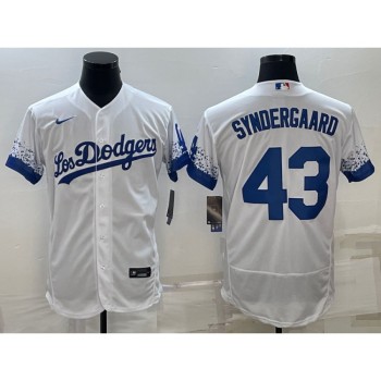 Men's Los Angeles Dodgers #43 Noah Syndergaard White City Connect Flex Base Stitched Baseball Jersey Men's Los Angeles Dodgers #43 Noah Syndergaard White City Connect Flex Base Stitched Baseball Jersey
