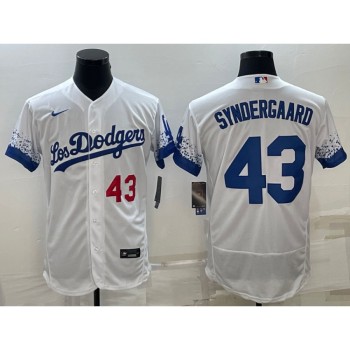 Men's Los Angeles Dodgers #43 Noah Syndergaard White City Connect Flex Base Stitched Baseball Jersey Men's Los Angeles Dodgers #43 Noah Syndergaard White City Connect Flex Base Stitched Baseball Jersey