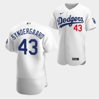 Men's Los Angeles Dodgers #43 Noah Syndergaard White Flex Base Stitched Baseball Jersey Men's Los Angeles Dodgers #43 Noah Syndergaard White Flex Base Stitched Baseball Jersey