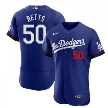 Men's Los Angeles Dodgers #50 Mookie Betts 2021 Royal City Connect Flex Base Stitched Baseball Jersey Men's Los Angeles Dodgers #50 Mookie Betts 2021 Royal City Connect Flex Base Stitched Baseball Jersey