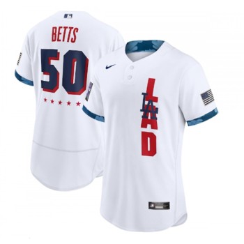 Men's Los Angeles Dodgers #50 Mookie Betts 2021 White All-Star Flex Base Stitched MLB Jersey Men's Los Angeles Dodgers #50 Mookie Betts 2021 White All-Star Flex Base Stitched MLB Jersey