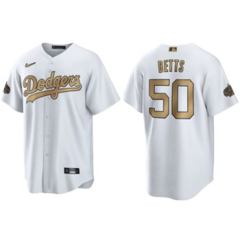 Men's Los Angeles Dodgers #50 Mookie Betts 2022 All-Star White Cool Base Stitched Baseball Jersey Men's Los Angeles Dodgers #50 Mookie Betts 2022 All-Star White Cool Base Stitched Baseball Jersey