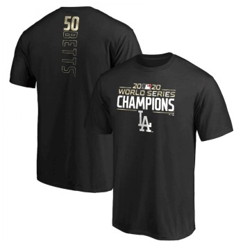 Men's Los Angeles Dodgers #50 Mookie Betts Black 2020 World Series Champions Name & Number T-Shirt Men's Los Angeles Dodgers #50 Mookie Betts Black 2020 World Series Champions Name & Number T-Shirt