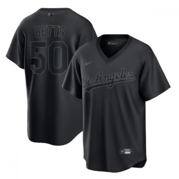 Men's Los Angeles Dodgers #50 Mookie Betts Black Pitch Black Fashion Replica Stitched Jersey Men's Los Angeles Dodgers #50 Mookie Betts Black Pitch Black Fashion Replica Stitched Jersey