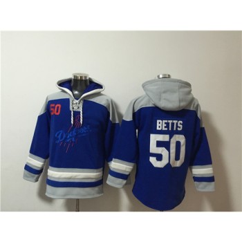 Men's Los Angeles Dodgers #50 Mookie Betts Blue Ageless Must-Have Lace-Up Pullover Hoodie Men's Los Angeles Dodgers #50 Mookie Betts Blue Ageless Must-Have Lace-Up Pullover Hoodie