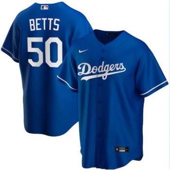 Men's Los Angeles Dodgers #50 Mookie Betts Blue Cool Base Stitched Jersey Men's Los Angeles Dodgers #50 Mookie Betts Blue Cool Base Stitched Jersey