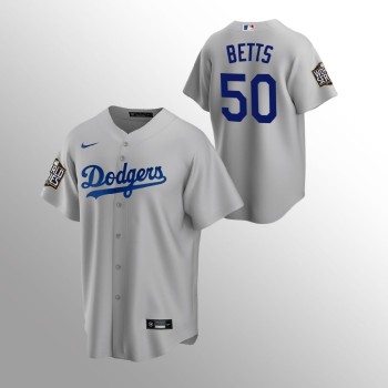 Men's Los Angeles Dodgers #50 Mookie Betts Grey 2020 World Series Bound stitched Jersey Men's Los Angeles Dodgers #50 Mookie Betts Grey 2020 World Series Bound stitched Jersey