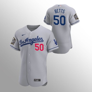 Men's Los Angeles Dodgers #50 Mookie Betts Grey 2020 World Series Bound stitched Jersey Men's Los Angeles Dodgers #50 Mookie Betts Grey 2020 World Series Bound stitched Jersey