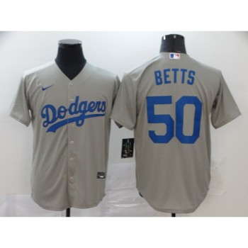Men's Los Angeles Dodgers #50 Mookie Betts Grey Cool Base Stitched MLB Jersey Men's Los Angeles Dodgers #50 Mookie Betts Grey Cool Base Stitched MLB Jersey