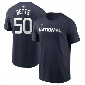 Men's Los Angeles Dodgers #50 Mookie Betts Navy 2023 All-star Name & Number T-Shirt Men's Los Angeles Dodgers #50 Mookie Betts Navy 2023 All-star Name & Number T-Shirt