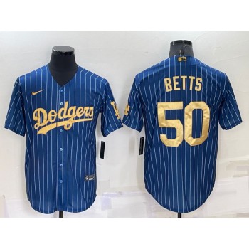 Men's Los Angeles Dodgers #50 Mookie Betts Navy Gold Cool Base Stitched Baseball Jersey Men's Los Angeles Dodgers #50 Mookie Betts Navy Gold Cool Base Stitched Baseball Jersey