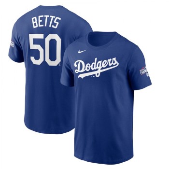 Men's Los Angeles Dodgers #50 Mookie Betts Royal 2020 World Series Champions T-Shirt Men's Los Angeles Dodgers #50 Mookie Betts Royal 2020 World Series Champions T-Shirt