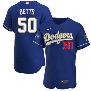 Men's Los Angeles Dodgers #50 Mookie Betts Royal Blue Championship Flex Base Sttiched MLB Jersey Men's Los Angeles Dodgers #50 Mookie Betts Royal Blue Championship Flex Base Sttiched MLB Jersey