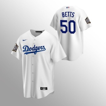 Men's Los Angeles Dodgers #50 Mookie Betts White 2020 World Series Bound stitched Jersey Men's Los Angeles Dodgers #50 Mookie Betts White 2020 World Series Bound stitched Jersey