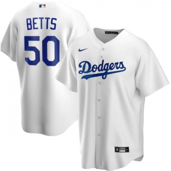 Men's Los Angeles Dodgers #50 Mookie Betts White Cool Base Stitched Jersey Men's Los Angeles Dodgers #50 Mookie Betts White Cool Base Stitched Jersey