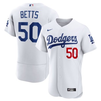 Men's Los Angeles Dodgers #50 Mookie Betts White Flex Base Stitched MLB Jersey Men's Los Angeles Dodgers #50 Mookie Betts White Flex Base Stitched MLB Jersey