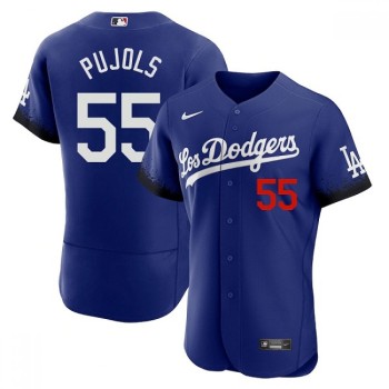 Men's Los Angeles Dodgers #55 Albert Pujols 2021 Royal City Connect Flex Base Stitched Baseball Jersey Men's Los Angeles Dodgers #55 Albert Pujols 2021 Royal City Connect Flex Base Stitched Baseball Jersey