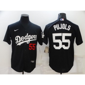 Men's Los Angeles Dodgers #55 Albert Pujols Black Cool Base Stitched Baseball Jersey Men's Los Angeles Dodgers #55 Albert Pujols Black Cool Base Stitched Baseball Jersey