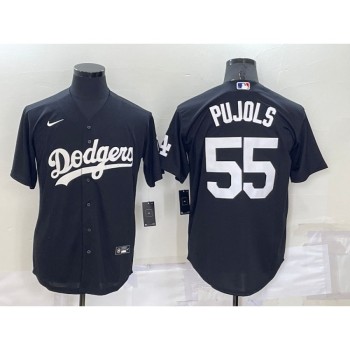 Men's Los Angeles Dodgers #55 Albert Pujols Black Cool Base Stitched Baseball Jersey Men's Los Angeles Dodgers #55 Albert Pujols Black Cool Base Stitched Baseball Jersey