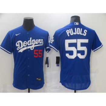 Men's Los Angeles Dodgers #55 Albert Pujols Royal Blue Flex Base Sttiched Jersey Men's Los Angeles Dodgers #55 Albert Pujols Royal Blue Flex Base Sttiched Jersey