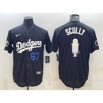 Men's Los Angeles Dodgers #67 Vin Scully Black Big Logo With Vin Scully Patch Stitched Jersey Men's Los Angeles Dodgers #67 Vin Scully Black Big Logo With Vin Scully Patch Stitched Jersey